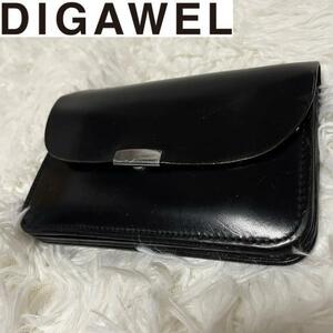 DIGAWEL GARSON PURSE ディガウェル ミドル財布 本革 レザー ギャルソンパース コンパクト財布 ライドルレザー 黒 ブラック ミニウォレット