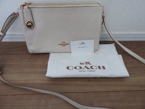 ★☆【送料無料】　COACH　コーチ　アイボリー　レザー　ショルダーバッグ　保存袋　☆★