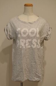 ZARA ザラ カットソー Tシャツ Sサイズ ロールアップ ロゴT グレー ymdnrk a202h②0507