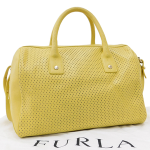 1円 ■ 極美品 フルラ 2WAYバッグ PVCレザー イエロー系 レディース 手提げ 肩掛け 普段使い FURLA ■E.Bmm.An-26