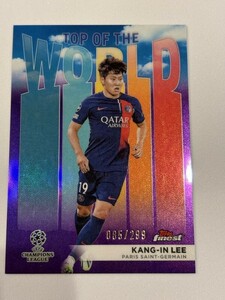 2023-24 TOPPS FINEST SOCCER Kang-In Lee TOP OF THE WORLD Purple /299