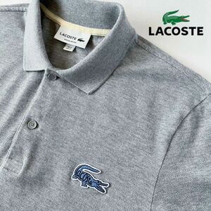 ラコステ LACOSTE ビッグロゴ ポロシャツ 3 (M) 杢 グレー 半袖シャツ PH9761 ヘリテージワニロゴ ポロシャツ