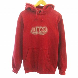 ステューシー STUSSY 90s-00s ヴィンテージ ロゴプリント プルオーバー パーカー フーディ フェード 赤 レッド M ■GY31 メンズ