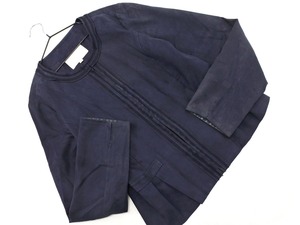 NATURAL BEAUTY ナチュラルビューティー フェイクスエード ノーカラー ジャケット size40/紺 ◇■ ☆ ejd0 レディース