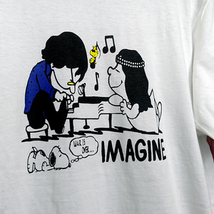 送込　ジョン＆ヨーコ＆スヌーピー IMAGINE　半袖Tシャツ　白　XLサイズ