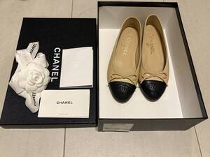 CHANEL シャネル　バレエシューズ　バレリーナ　ベージュブラック　パンプス　34.5C 22サイズ　