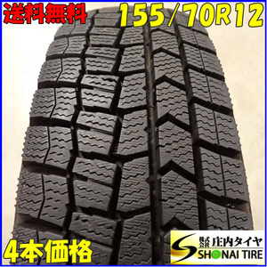 冬4本SET 会社宛 送料無料 155/70R12 73Q ダンロップ WINTER MAXX WM02 2021年製 トゥデイ ライフ キャロル プレオ アルト セルボ NO,E8812