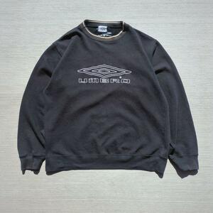 00s UMBRO y2k リブライン ブラック 刺繍 スウェット アンブロ vintage sweatshirt ヴィンテージ古着 デカロゴ 90s 80s 