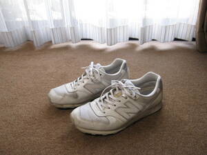 NB996 NEW BALANCE ニューバランス WR996HP レザー スニーカー ホワイト/グレー US8D/25cm USED