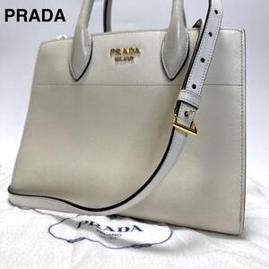 e27【美品】保存袋付き　プラダ　PRADA サフィアーノレザー　ビブリオテーク 2way ショルダーバッグ　ハンド　トート