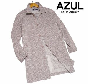 新品! アズールバイマウジー ニットジャガード ステンカラーコート ベージュ (S) ☆ AZUL BY MOUSSY メンズ チェック スプリングコート 春