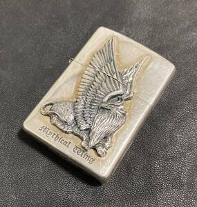 USA製☆[00s ZIPPO] 2002年 mythical wing 神話の翼 グリフォン 立体加工 シルバー 刻印02 シルバー ヴィンテージ ライター ジッポー