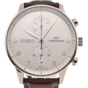 値下 IWC SCHAFFHAUSEN IW371405 ポルトギーゼ クロノグラフ K18WG/レザー 自動巻き メンズ 美品 箱付き K#131739