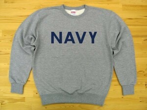 NAVY 杢グレー 9.7oz トレーナー 紺 L スウェット ロゴ ネイビー 海軍 USN U.S.