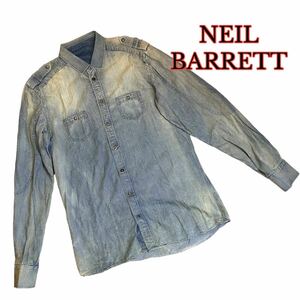 美品 NEIL BARRETT ニールバレット デニムシャツ サファリシャツ 長袖