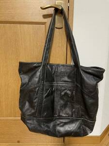 古着屋購入！GENUINE LEATHER(本革レザー)BIGサイズ　メキシコ製ヴィンテージ トートバッグ