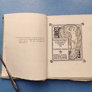 ウォルター・クレイン『ルネサンス詩集』英国版限350 1891 Renascence. A Book of Verse by Walter Crane