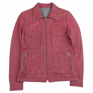 HYSTERIC GLAMOUR ヒステリックグラマー 0111LB01 ラムレザー シングル ライダースジャケット レッド系 F【中古】