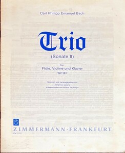 C.P.E.バッハ トリオ・ソナタ Wq 161 (フルート+バイオリン+ピアノ)輸入楽譜 Carl Philipp Emanuel Bach Trio (Sonate II) 洋書