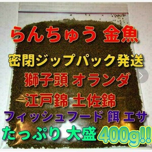 らんちゅう 金魚 エサ たっぷり大盛400g!! 観賞魚 フィッシュフード ショップ ブリーダー使用 プロ仕様 土佐錦 丹頂 獅子頭 餌 沈下タイプg