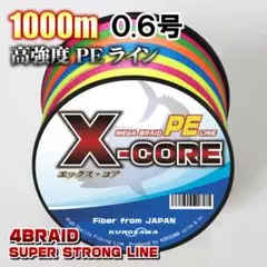 高強度PEラインX-CORE0.6号12lb・1000m巻き 5色マルチカラー！