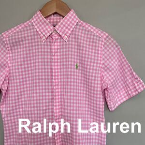 ラルフローレン Ralph Lauren 半袖　ギンガムチェック　ボタンダウンシャツ　S165サイズ