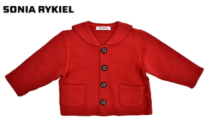 S5996★送料無料★美品★SONIA RYKIEL ENFANT ソニアリキエル アンファン★レッド赤色 スウェット地 セーラー襟 ジャケット コート 90