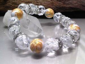 四神獣ホワイトターコイズ§トルネード水晶12ミリ銀ロンデル数珠