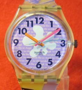 SW600)◎完動腕時計送料無料(定形外)★Swiss Swatch スイススウォッチ★La Vita Somde Lile On Angel ケース入り