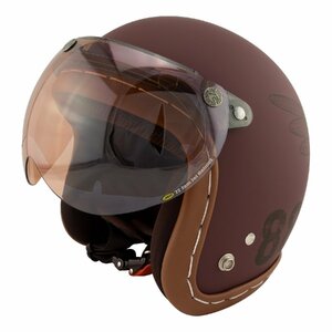 スモールジェットヘルメット シールドセット バーガンディ×ブラック フリーサイズ 開閉式シールド FM パーシモン VT-11