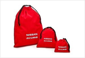 日産純正 nismo 巾着3枚セット(赤) E13 E12 E11 ノート K13 K12 マーチ F15 ジューク Z12 Z11 キューブ B44 B21 ルークス B43 デイズ