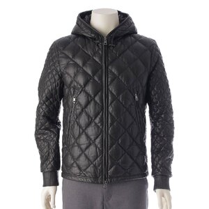 【モンクレール】Moncler　15年 メンズ GIMBERT キルティング レザー ダウンジャケット ブラック 1 【中古】【正規品保証】213441