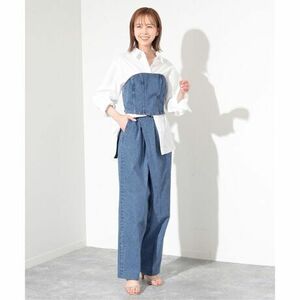 ∞新品タグ付き　 2023ss slobe iena イエナスローブ LE DENIM WRAP PTBUSTIER 38 ビスチェ　デニム　パンツ　セットアップ　ブルー系　∞