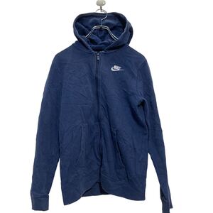 NIKE ロゴ スウェット パーカー キッズ L ナイキ ネイビー ジップアップ 古着卸 アメリカ仕入 a607-6881