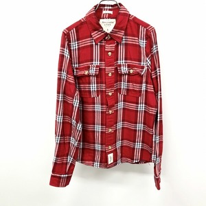 アバクロンビーアンドフィッチ Abercrombie＆Fitch ネルシャツ ソフトネル チェック 長袖 綿100% S レッド×ホワイト×ネイビー 赤 メンズ