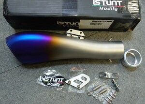 未使用 Racing ISTUNT Modify 汎用 スリップオン サイレンサー マフラー 60.5パイ(51パイ変換アダプター付き 岩手から発送 (チタンカラー)