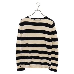 グッチ 17AW Cotton Knit Sweater エンブロイダリー コットン ボーダー ニット セーター アイボリー/ブラック 430295 X3D66