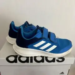 adidas キッズ スニーカー 青 ベルクロ　21.5cm