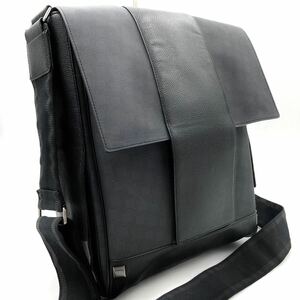 1円 【美品】 dunhill ダンヒル ショルダーバッグ ディーエイト D8 レザー PVC ビジネス 黒 メッセンジャー ビジネス A4 メンズ 斜め掛け