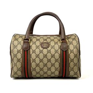 定番■GUCCI グッチ ハンドバッグ ミニボストン GG スプリーム シェリーライン ゴールド金具 総柄 ジャガード メンズ レディース 男女兼用