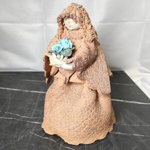 【美品】紙粘土 人形 置物 花嫁 メルヘン ハンドメイド インテリア オブジェ アンティーク 昭和 レトロ JAPAN 日本 ウェディング 粘土