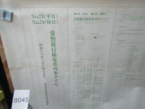 п8045　AS 【鉄道 運行図表】常磐緩行線電車列車ダイヤ 平日・休日 昭和60年3月14日改正 ダイヤグラム 東京北鉄道