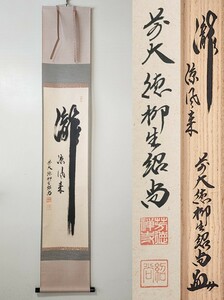 ≪茶掛≫ 大徳寺派 柳生芳徳禅寺 【橋本紹尚】 自筆一行書 『瀧 涼風来』 紙本 桐共箱 紙外箱 真筆保証 掛軸 墨跡