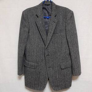 ハリスツイード メンズジャケット グレー/ヘリンボーン AB5 毛100％ 胸96-胴86-身170㎝ HARRIS TWEED HAND WOVEN