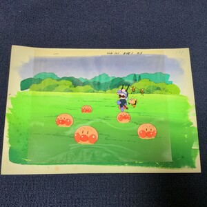 アンパンマン　セル画　ばいきんまん　手描き背景付き