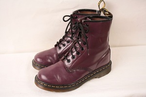 ドクターマーチン UK4/22.5cm-23.0cm/8ホール 紫 パープル ブーツ レザー dr.martens レディース 古着 中古 Tポイント dh2959