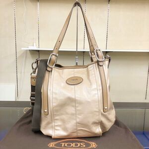 【トッズ】本物 TOD’S トートバッグ ロゴモチーフ 2way ショルダーバッグ ハンドバッグ レザー×ビニール加工 女性用 レディース 伊製