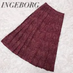 インゲボルグ INGEBORG プリーツ ペイズリー柄 ロングスカート ひざ丈