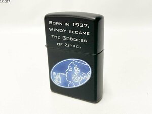 ★着火OK◎ ZIPPO ジッポー 2014年製 BORN IN 1937 WINDY BECAME THE GODDESS ブラック オイルライター 喫煙具 191G17-20