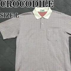 CROCODILE 半袖ポロシャツ チェック柄 ワンポイントロゴ 即完売 L